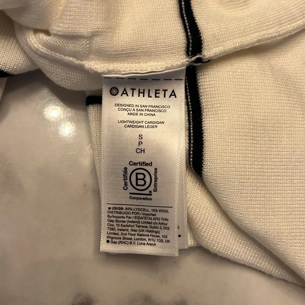 Athleta Lightweight Wool Blend Cardigan Sweater Womens Small White V Neck Knit - Picture 7 of 7